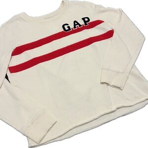 Women’s Vintage Authentic GAP Cream Sweatshirt with Red Stripes Medium